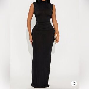Ella Mock Neck Maxi Dress (Black) - Fashion Nova